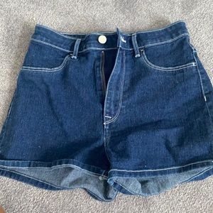high waisted h&m denim shorts with white detail